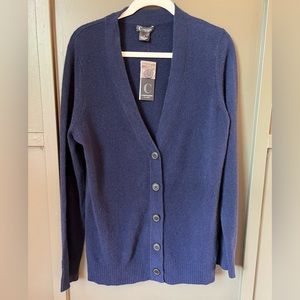 Blue Cashmere Button-Up Cardigan
